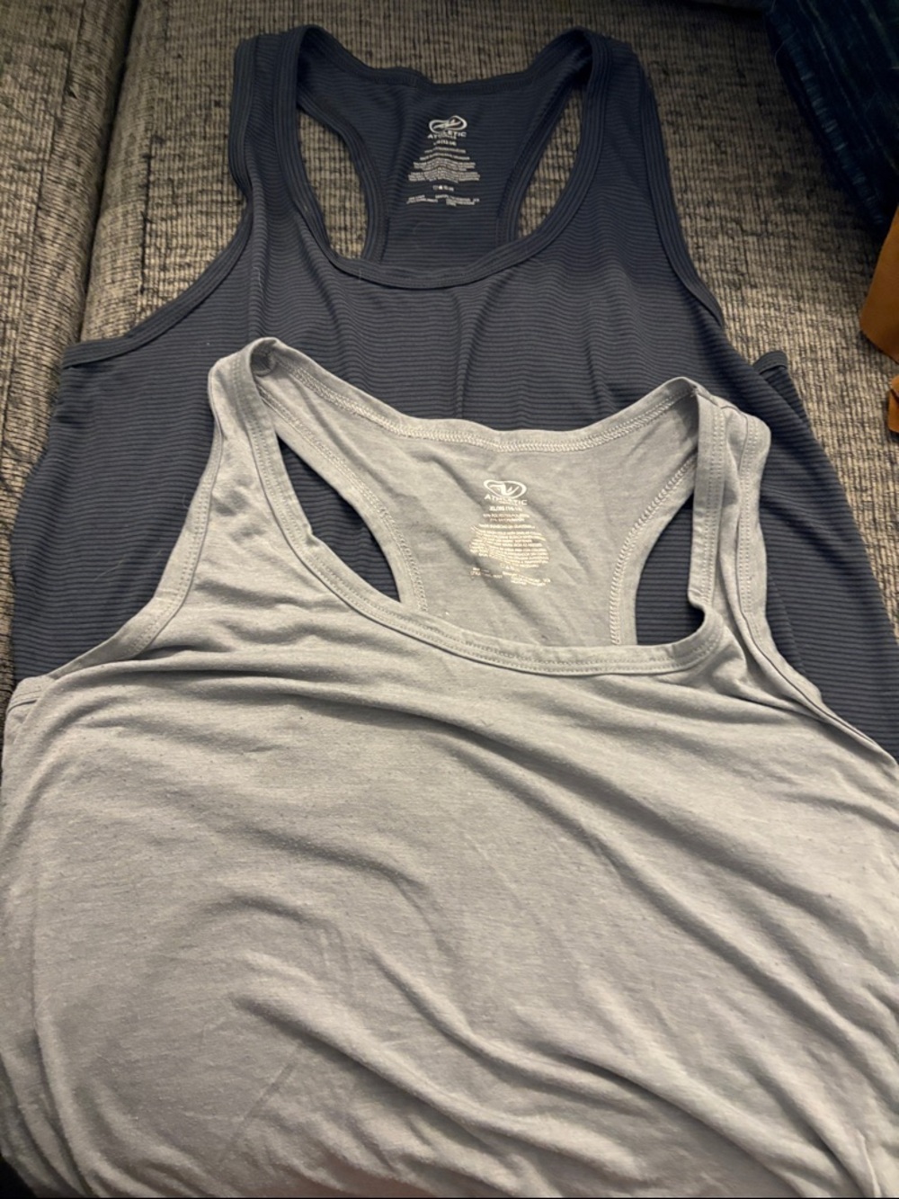 Athletic Works Racerback Tank Tops - Light Gray (XL) & Charcoal (L)
